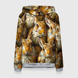 Толстовка-худи женская Зайцы, цвет: 3D-меланж
