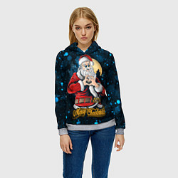 Толстовка-худи женская Романтичный санта, цвет: 3D-меланж — фото 2