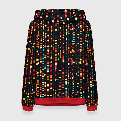 Женская толстовка Мерцающие новогодние гирлянды / 3D-Красный – фото 1