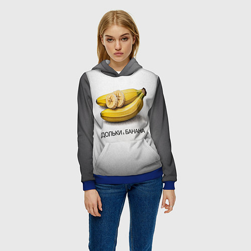 Женская толстовка Дольки банана / 3D-Синий – фото 3