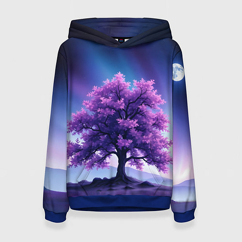 Женская толстовка Фиолетовое дерево / 3D-Синий – фото 1