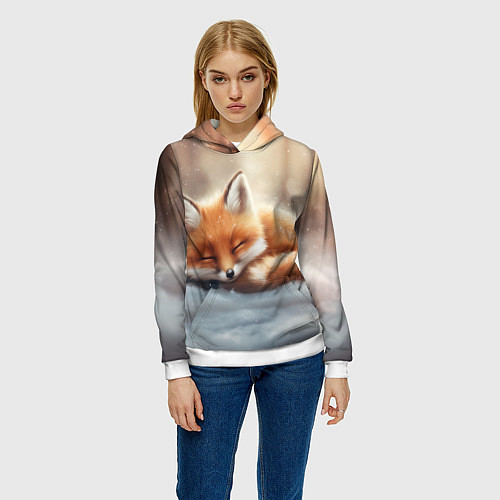 Женская толстовка Лисичка спит / 3D-Белый – фото 3