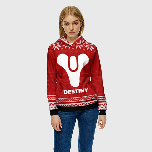 Женская толстовка Новогодний Destiny / 3D-Черный – фото 3