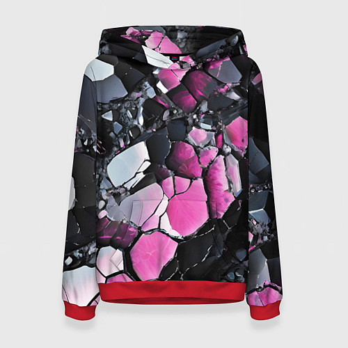 Женская толстовка Чёрно-розовый камень / 3D-Красный – фото 1