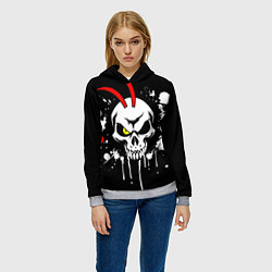 Толстовка-худи женская Арт череп самурая, цвет: 3D-меланж — фото 2
