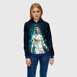 Толстовка-худи женская Мадрид - Роналдо, цвет: 3D-синий — фото 2