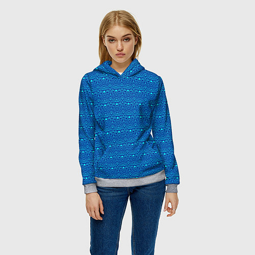 Женская толстовка Сине-голубой узор / 3D-Меланж – фото 3
