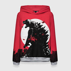 Толстовка-худи женская Godzilla destroys the city, цвет: 3D-меланж