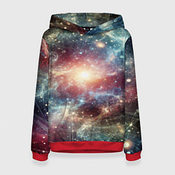 Толстовка-худи женская Космическая туманность, цвет: 3D-красный