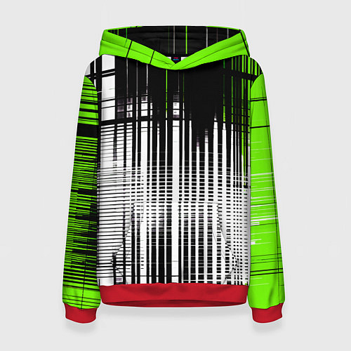 Женская толстовка Зелёно-чёрный гранж на белом фоне / 3D-Красный – фото 1