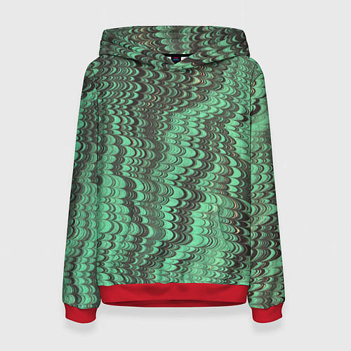 Женская толстовка Разводы в зеленом цвете / 3D-Красный – фото 1
