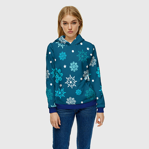 Женская толстовка Резные снежинки / 3D-Синий – фото 3