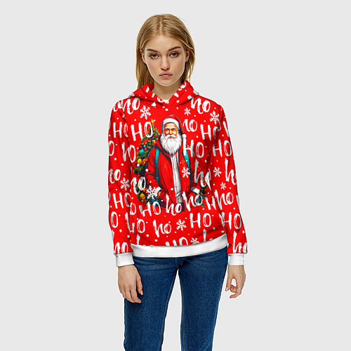 Женская толстовка Дед мороз хо хо / 3D-Белый – фото 3