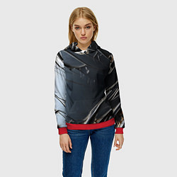 Толстовка-худи женская Чёрный металл, цвет: 3D-красный — фото 2