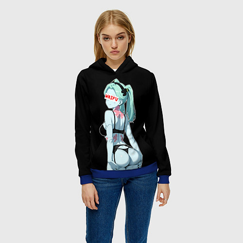 Женская толстовка Rebecca waifu - Cyberpunk / 3D-Синий – фото 3