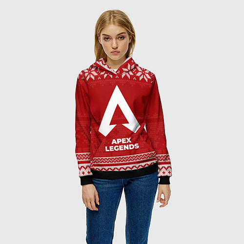 Женская толстовка Новогодний Apex Legends / 3D-Черный – фото 3