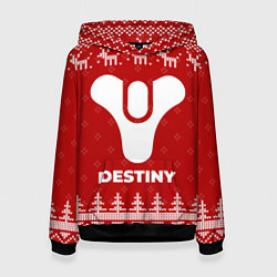 Толстовка-худи женская Новогодний Destiny с оленями, цвет: 3D-черный