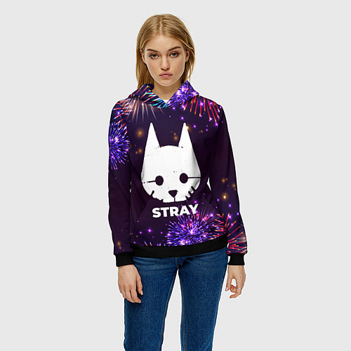Женская толстовка Праздничный Stray / 3D-Черный – фото 3