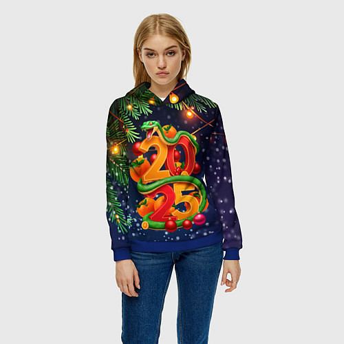 Женская толстовка Змея и мандарины 2025 / 3D-Синий – фото 3