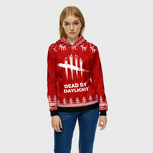 Женская толстовка Новогодний Dead by Daylight с оленями / 3D-Черный – фото 3