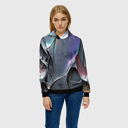 Толстовка-худи женская Полированный серебряный металл, цвет: 3D-черный — фото 2