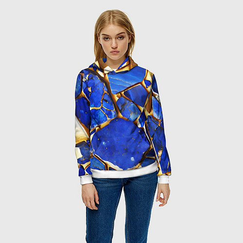 Женская толстовка A gold mineral in a blue stone / 3D-Белый – фото 3