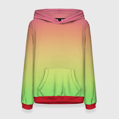 Женская толстовка Градиент заря розово-зелёный / 3D-Красный – фото 1