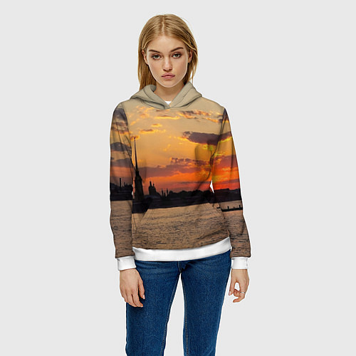 Женская толстовка Петропавловская крепость ранним утром / 3D-Белый – фото 3