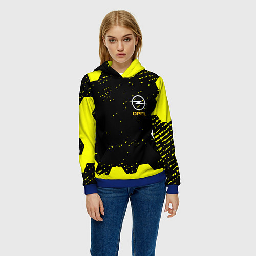 Женская толстовка Opel auto hexagon steel / 3D-Синий – фото 3