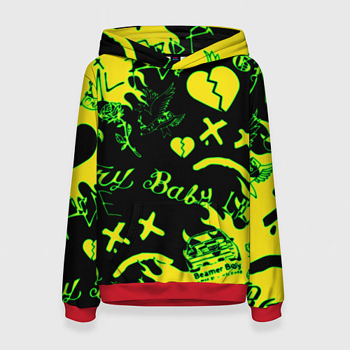 Женская толстовка Lil Peep кислотные автографы / 3D-Красный – фото 1