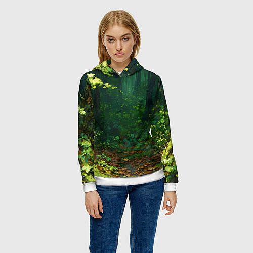 Женская толстовка Зелёный летний лес / 3D-Белый – фото 3