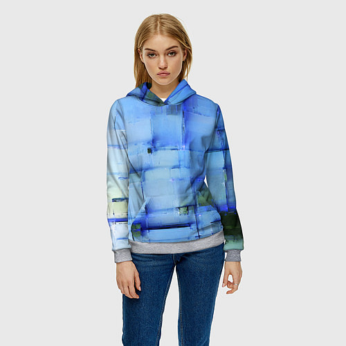 Женская толстовка Чёрные пятна на синем фоне абстракция / 3D-Меланж – фото 3