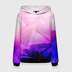 Толстовка-худи женская Неоновая геометрия осколки, цвет: 3D-черный