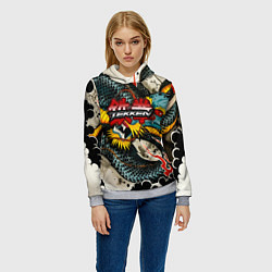 Толстовка-худи женская Tekken dragon tatoo, цвет: 3D-меланж — фото 2