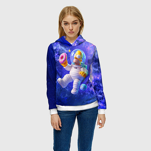 Женская толстовка Homer Simpson is a brave astronaut / 3D-Белый – фото 3