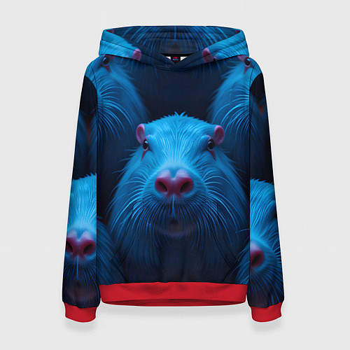 Женская толстовка Синие капибары / 3D-Красный – фото 1