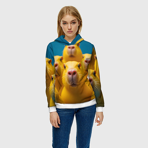 Женская толстовка Желтые капибары / 3D-Белый – фото 3