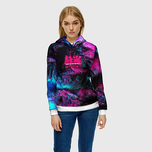 Женская толстовка Tekken neon colors / 3D-Белый – фото 3