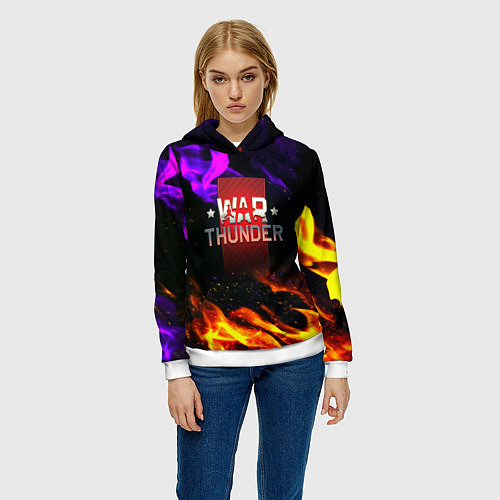 Женская толстовка Warthunder neon flame / 3D-Белый – фото 3