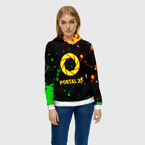 Женская толстовка Portal кислотные краски / 3D-Белый – фото 3