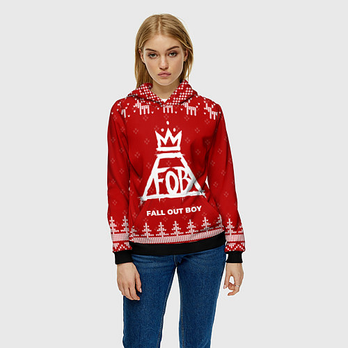 Женская толстовка Новогодний Fall Out Boy с оленями / 3D-Черный – фото 3