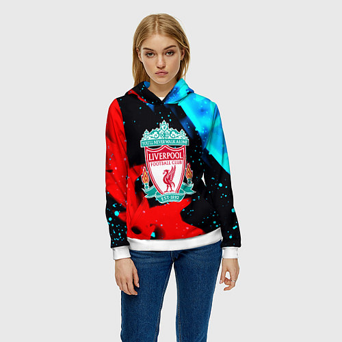 Женская толстовка Liverpool fire steel / 3D-Белый – фото 3