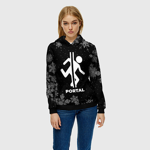 Женская толстовка Снежный Portal / 3D-Черный – фото 3