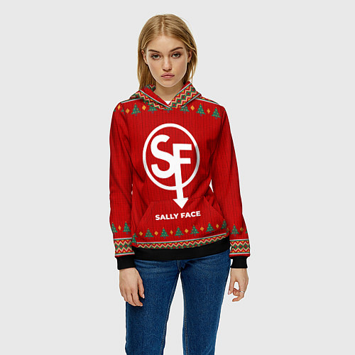 Женская толстовка Sally Face new year / 3D-Черный – фото 3