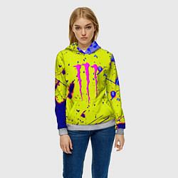Толстовка-худи женская Monster energy краски, цвет: 3D-меланж — фото 2