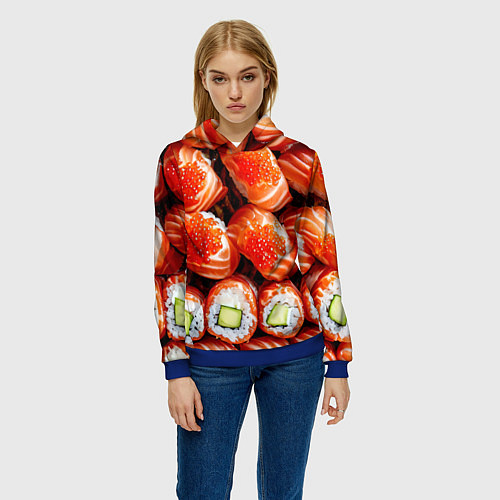 Женская толстовка Филадельфия с красной икрой / 3D-Синий – фото 3