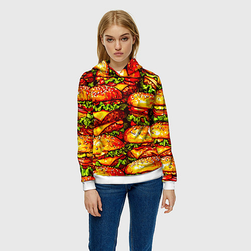 Женская толстовка Бургеры / 3D-Белый – фото 3