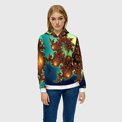 Толстовка-худи женская Психоделика абстракция, цвет: 3D-белый — фото 2