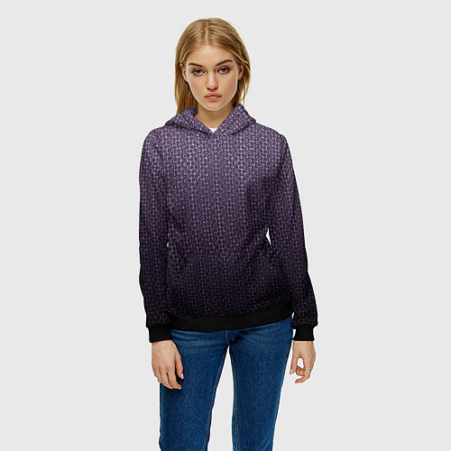 Женская толстовка Градиент фиолетовый текстурированный шкура / 3D-Черный – фото 3