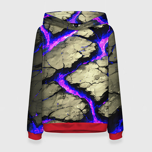 Женская толстовка Треснувший камень фиолетовый / 3D-Красный – фото 1